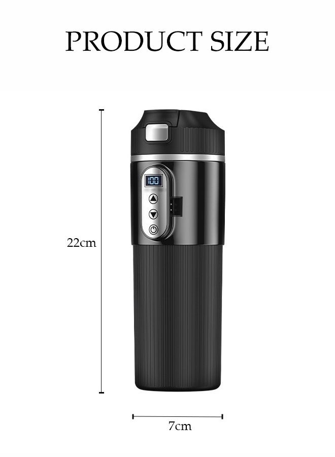 DUNISO Car Heating Water Cup，12v or 24V Car Heating Cup Car Heated Mug,500ml Stainless Steel Travel Electric Coffee Cup Insulated Heated Thermos Mug Electric Kettle，Black  - Image 3