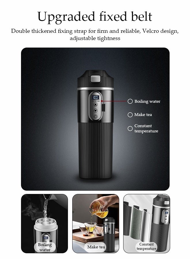 DUNISO Car Heating Water Cup，12v or 24V Car Heating Cup Car Heated Mug,500ml Stainless Steel Travel Electric Coffee Cup Insulated Heated Thermos Mug Electric Kettle，Black  - Image 4