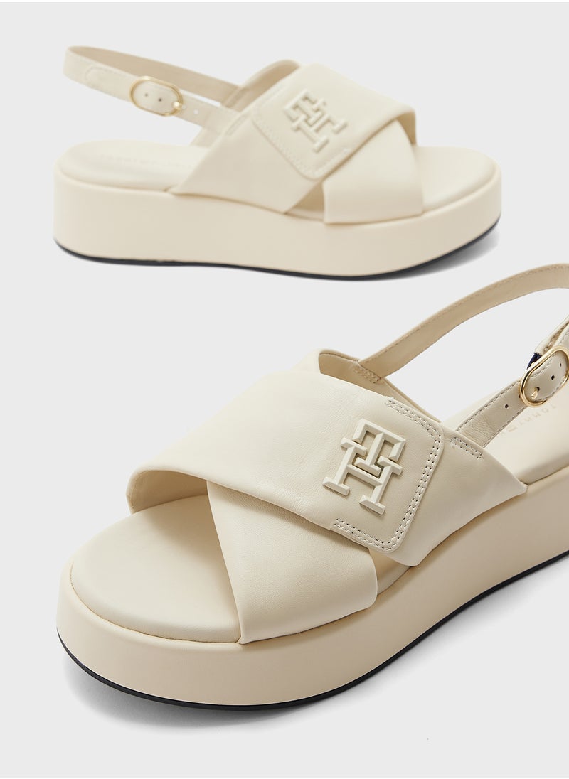 TOMMY HILFIGER Logo Padded Leather Sandals  - Image 4