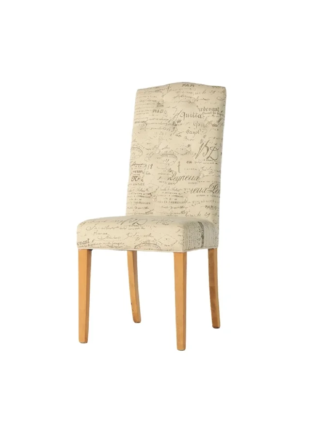 Micasa Classic Design High Back Fabric Upholstered Dining Chair Cream and Brown 104 x 62.5 x 45 cm PJC506