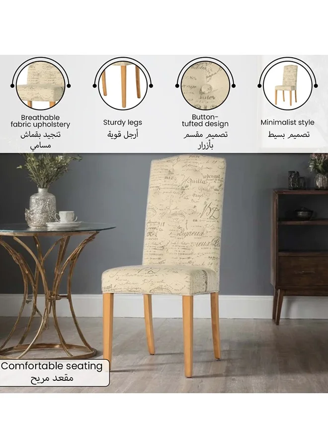 Micasa Classic Design High Back Fabric Upholstered Dining Chair Cream and Brown 104 x 62.5 x 45 cm PJC506