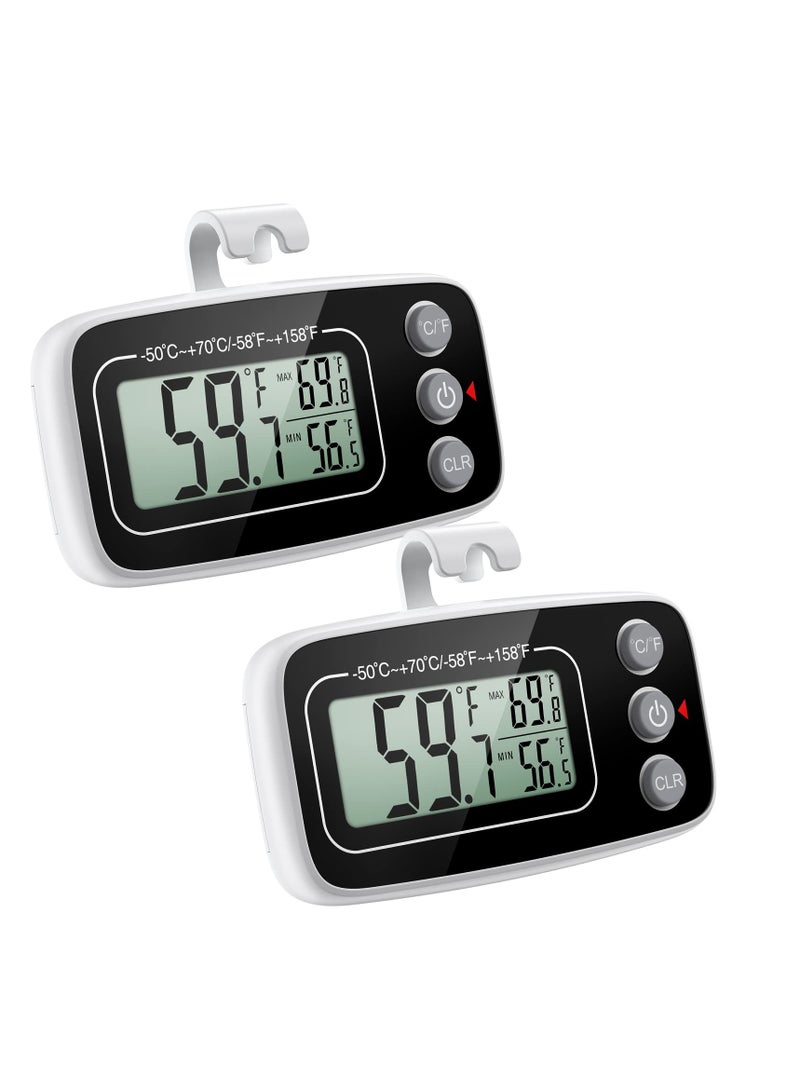SYOSI Refrigerator Thermometer (NEW VERSION) 2 Pack Digital Freezer Thermometer Fridge Thermometer with Magnetic back LCD Display Max/Min Function 3 Mounting Options for Kitchen Home Restaurants - Image 1