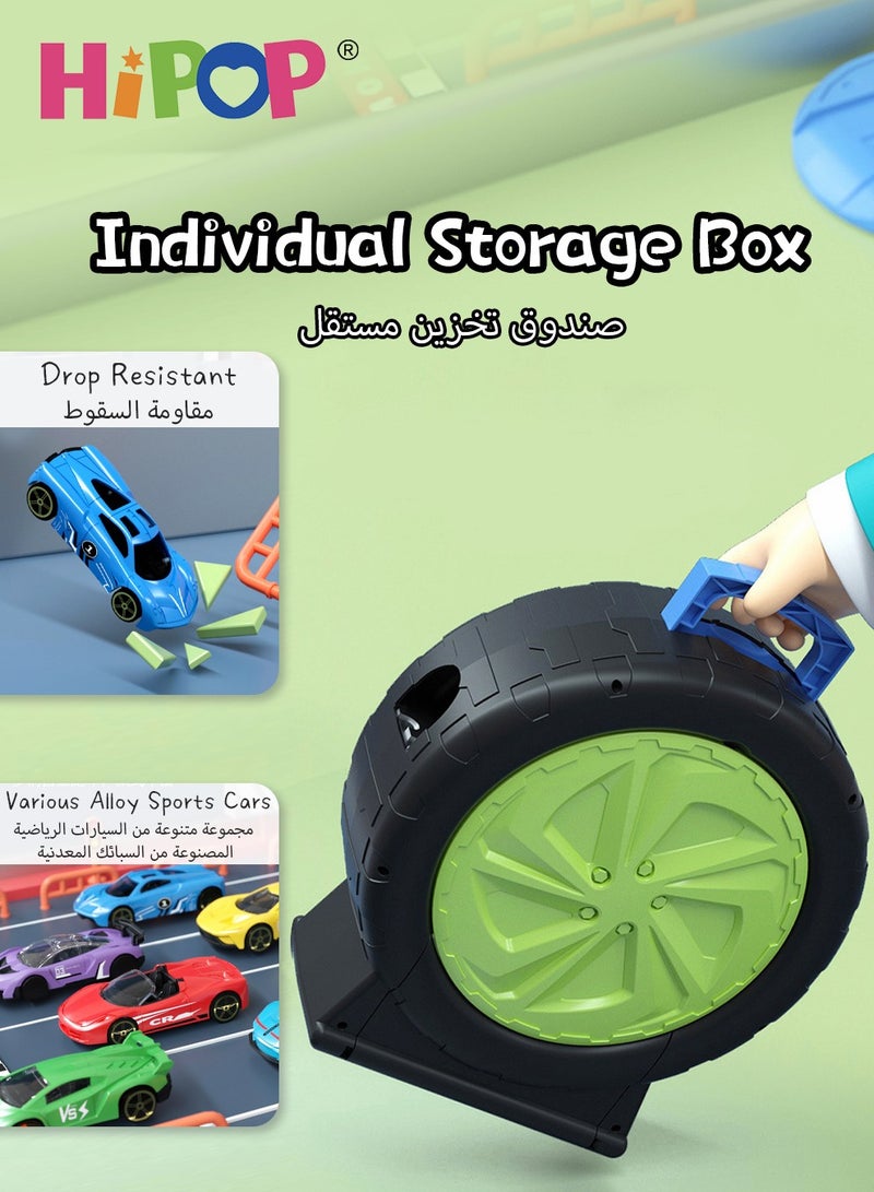 HIPOP Parking Set Toy With Four Alloy Cars, Detachable Track Toy Car Set - Image 3