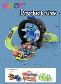 HIPOP Parking Set Toy With Four Alloy Cars, Detachable Track Toy Car Set  - Image 5