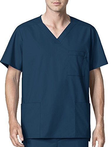Wink WonderWORK Men's V-Neck Scrub Top, Caribbean Blue, XL - Image 5