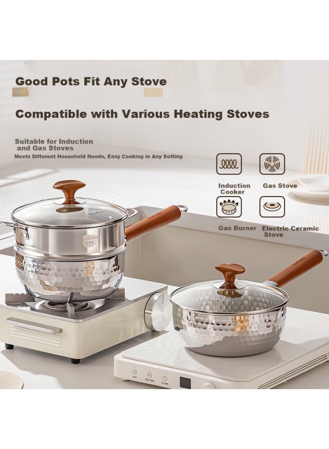 Tafuco Yukihira Pot 316l Stainless Steel Milk Pot Baby Food Soup Pot Small Instant Noodle Steaming Cooking Pot Food Grade Universal T3106 - Image 3