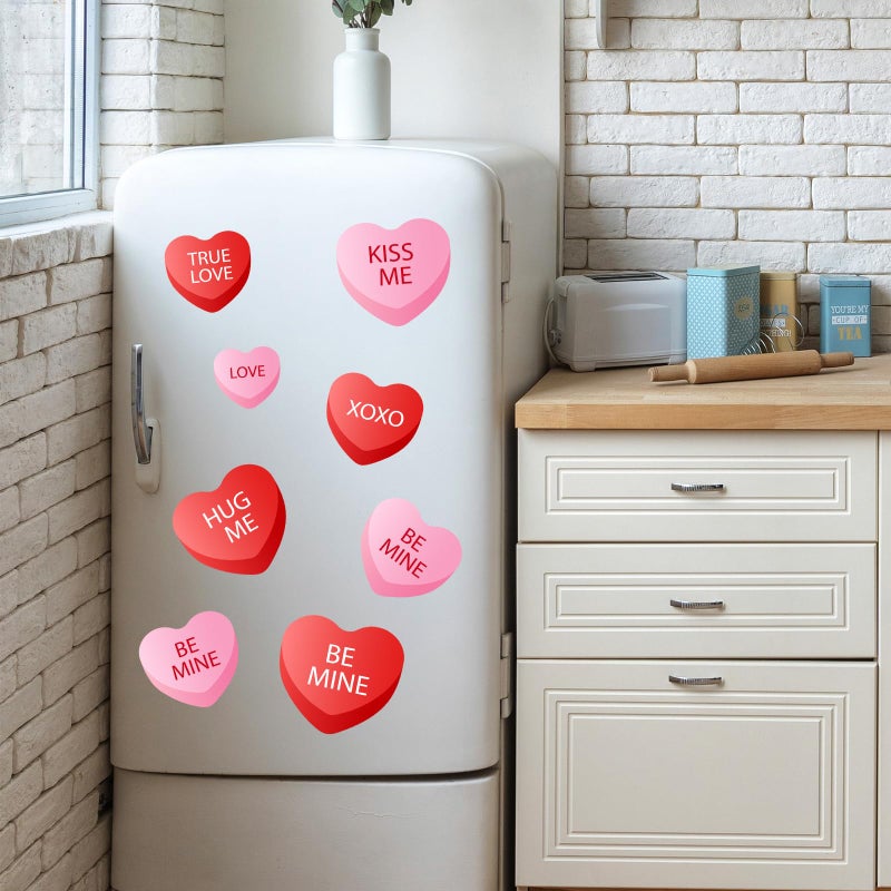 Whaline 15 Pcs Valentine's Day Refrigerator Magnets Magnetic Stickers Red Pink Conversation Heart Magnet for Holiday Refrigerator Metal Garage Door - Image 5