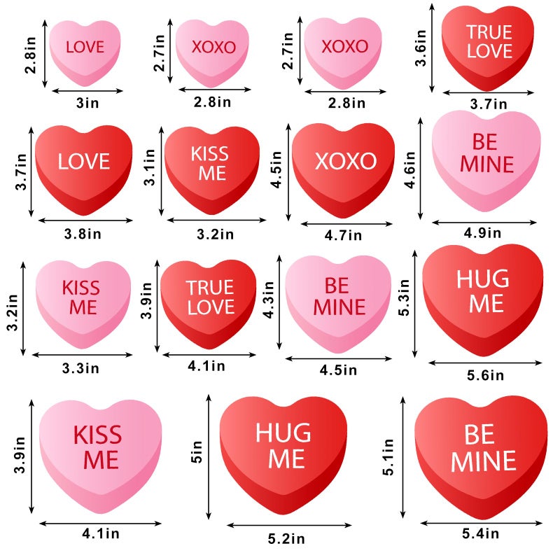 Whaline 15 Pcs Valentine's Day Refrigerator Magnets Magnetic Stickers Red Pink Conversation Heart Magnet for Holiday Refrigerator Metal Garage Door - Image 2