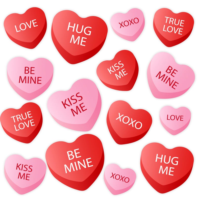 Whaline 15 Pcs Valentine's Day Refrigerator Magnets Magnetic Stickers Red Pink Conversation Heart Magnet for Holiday Refrigerator Metal Garage Door - Image 1