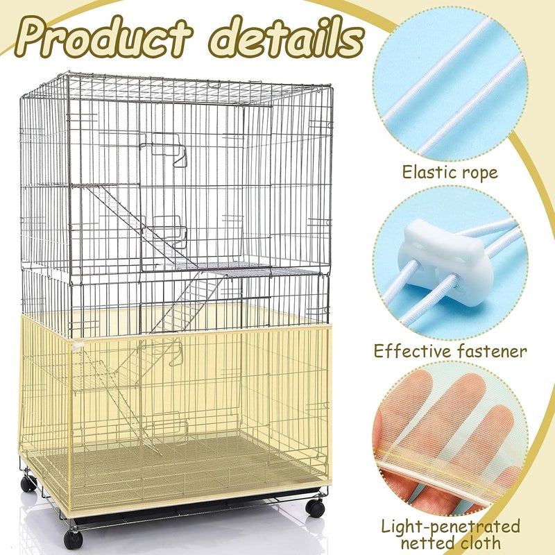 Shappy Adjustable Bird Cage Net Cover Bird Cage Seeds Feather Catcher Soft Rock Guard Nylon Mesh Net for Parrot Parakeet Macaw Round Square Cages (Yellow, 118 x 15 inches/300 x 37 cm) - Image 3