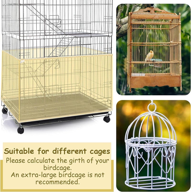 Shappy Adjustable Bird Cage Net Cover Bird Cage Seeds Feather Catcher Soft Rock Guard Nylon Mesh Net for Parrot Parakeet Macaw Round Square Cages (Yellow, 118 x 15 inches/300 x 37 cm) - Image 4