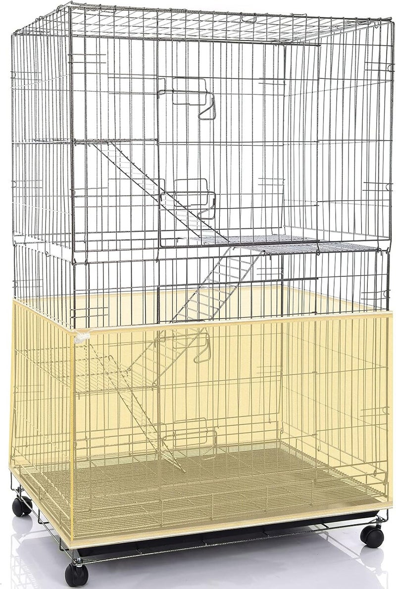 Shappy Adjustable Bird Cage Net Cover Bird Cage Seeds Feather Catcher Soft Rock Guard Nylon Mesh Net for Parrot Parakeet Macaw Round Square Cages (Yellow, 118 x 15 inches/300 x 37 cm) - Image 1