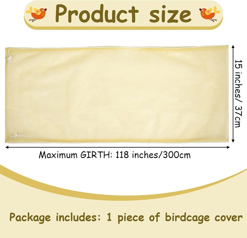 Shappy Adjustable Bird Cage Net Cover Bird Cage Seeds Feather Catcher Soft Rock Guard Nylon Mesh Net for Parrot Parakeet Macaw Round Square Cages (Yellow, 118 x 15 inches/300 x 37 cm) - Image 2