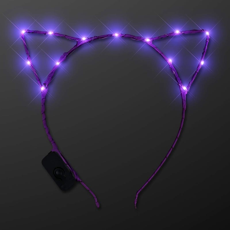 FlashingBlinkyLights Starlight Kitty Light Up Cat Ears Headband with Purple LED Lights
