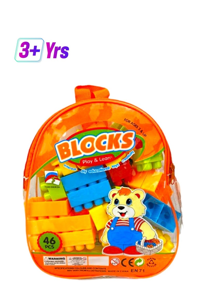Kids Building Blocks Set 46pcs With Carry Bag For Children - Image 1