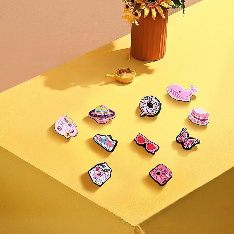 May Create 35Pcs Charms Assorted Cartoon Clog Slipper Charm for Girls Kids Women Rubber Slipper Charms for Fashion Shoe Decoration Charm Accessories - Pink - Image 5