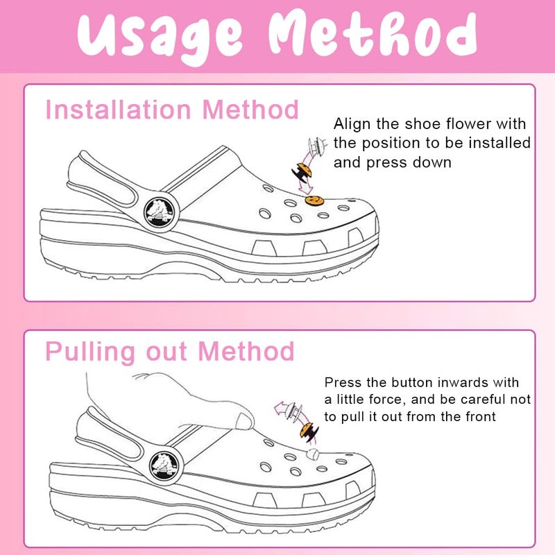 May Create 35Pcs Charms Assorted Cartoon Clog Slipper Charm for Girls Kids Women Rubber Slipper Charms for Fashion Shoe Decoration Charm Accessories - Pink - Image 4