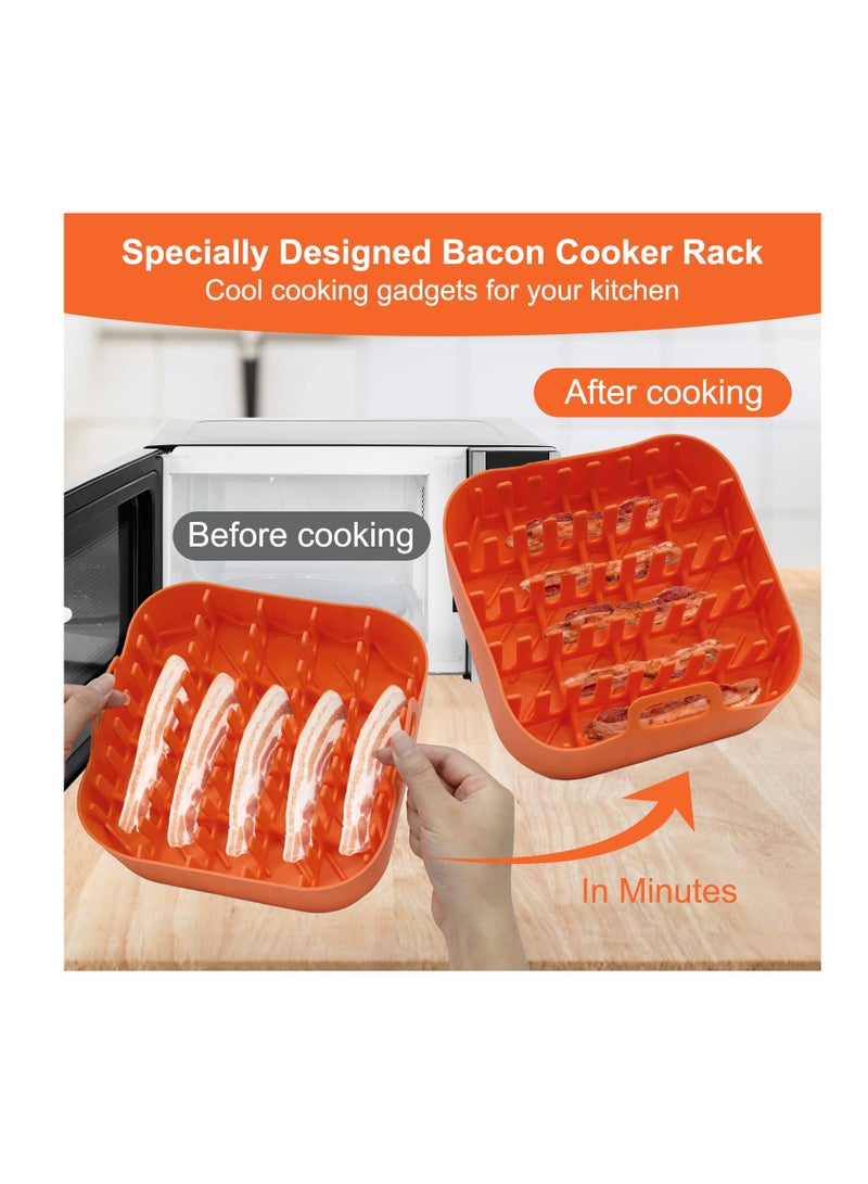 NonStick Silicone Microwave Cooker Tray for Easy Cooking, Grease Catcher and Air Fryer Accessory for Sausages and Pizza Rolls - Image 3