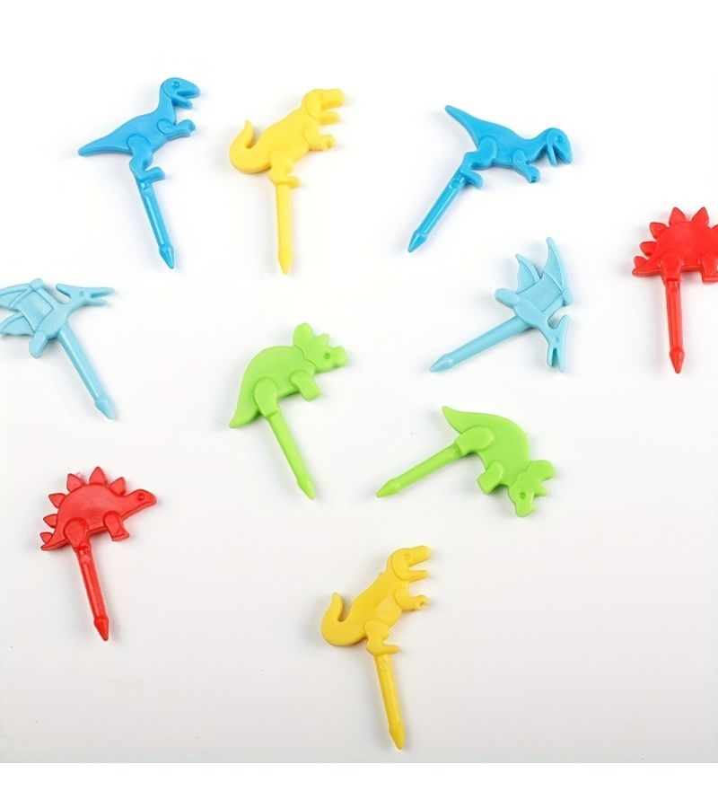 10pcs Random Color Cute Dinosaur Fruit Forks Reusable Party Dessert Decor - Image 3