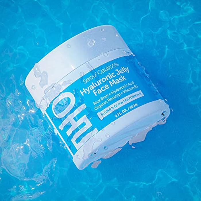 SeoulCeuticals Korean Skin Care Hyaluronic Acid Jelly Face Mask – Rice Bran + Vit B5 + Rosehip Anti Aging K Beauty Skincare for Plump Glowing Skin 2oz - Image 5