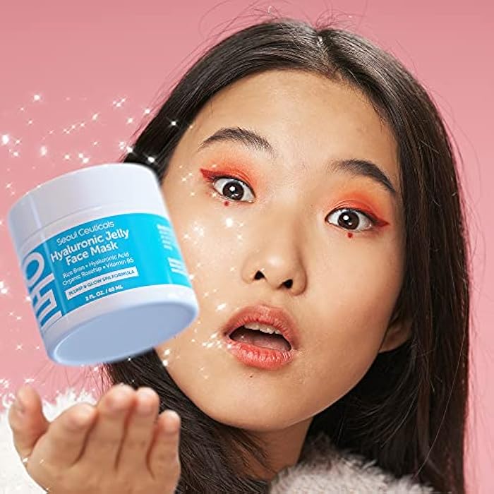 SeoulCeuticals Korean Skin Care Hyaluronic Acid Jelly Face Mask – Rice Bran + Vit B5 + Rosehip Anti Aging K Beauty Skincare for Plump Glowing Skin 2oz - Image 4