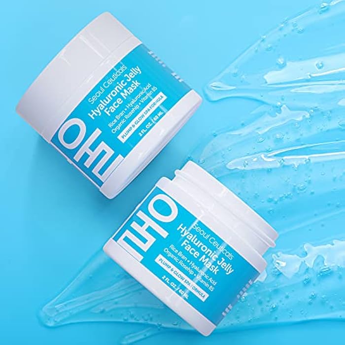 SeoulCeuticals Korean Skin Care Hyaluronic Acid Jelly Face Mask – Rice Bran + Vit B5 + Rosehip Anti Aging K Beauty Skincare for Plump Glowing Skin 2oz - Image 3