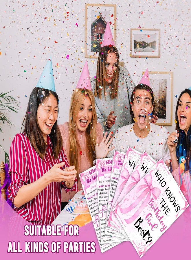 SHLINCO Who Knows The Birthday Best - Pink Party Games Card Set of 20 - Birthday Night Games Creative Idea - Pink Bow Themed Sleepover Slumber Party Supplies - Image 4