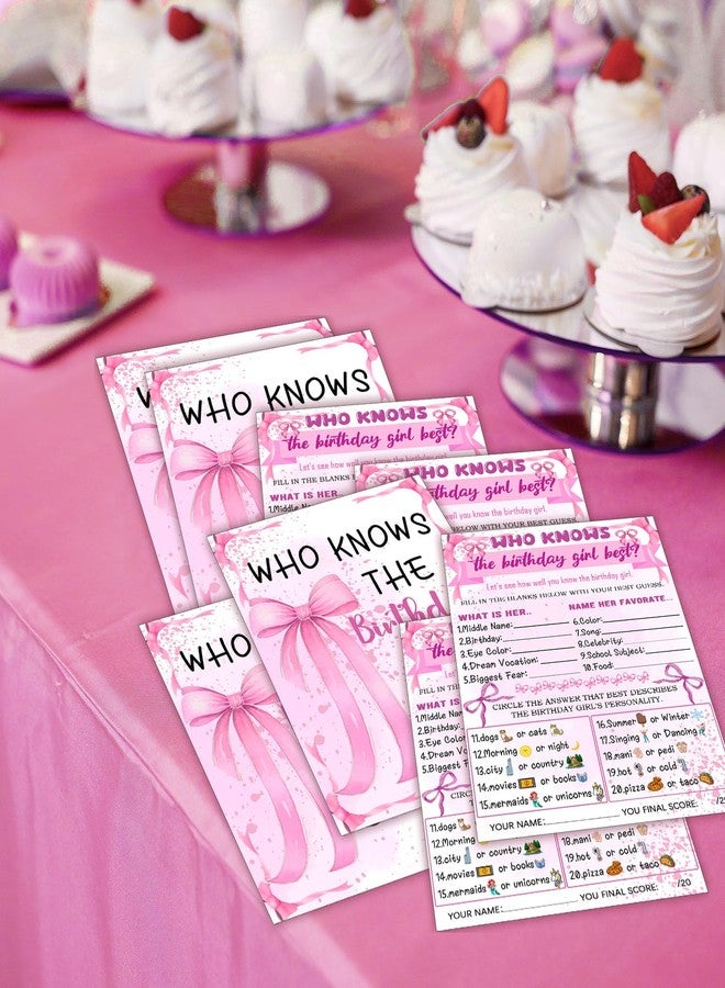 SHLINCO Who Knows The Birthday Best - Pink Party Games Card Set of 20 - Birthday Night Games Creative Idea - Pink Bow Themed Sleepover Slumber Party Supplies - Image 5