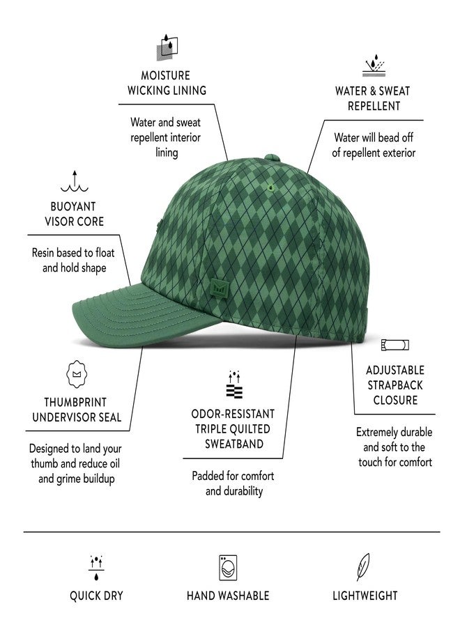 melin Legend Links Hydro, Green Argyle, Men's Performance Dad Hat, Water-Resistant Fitted Baseball Caps for Men & Women, Golf, Running, or Workout Hat, Medium-Large - Image 2