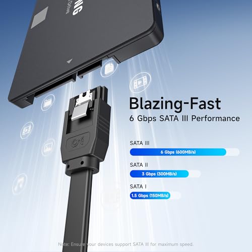 Cable Matters 3-Pack 90 Degree SATA Cable - 18 Inch, SATA III 6Gbps Right Angle Data Cable for SSD, HDD, CD/DVD Drives, Hard Drive, Optical Drive, Gaming PC, Desktop, Motherboard, Black - Image 2