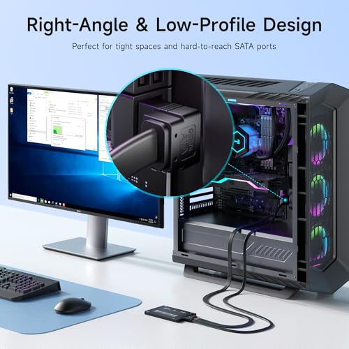 Cable Matters 3-Pack 90 Degree SATA Cable - 18 Inch, SATA III 6Gbps Right Angle Data Cable for SSD, HDD, CD/DVD Drives, Hard Drive, Optical Drive, Gaming PC, Desktop, Motherboard, Black - Image 3