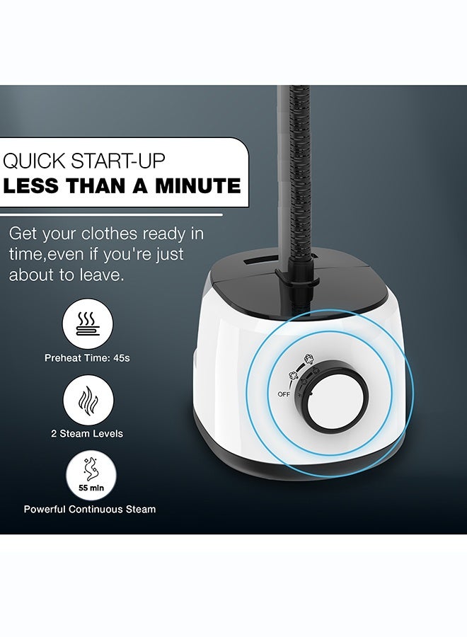 NIKAI Garment Steamer With Suit Hanger System, 2 Steam Levels, Overheating Protection, Wrinkle-Free, High-Quality Telescopic Poles, 50Min Steam, Ideal For Home And Business Use 1.6 L 1800 W NGS566AX White - Image 5