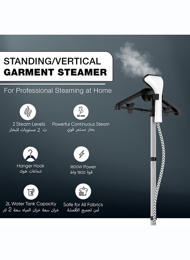 NIKAI Garment Steamer With Suit Hanger System, 2 Steam Levels, Overheating Protection, Wrinkle-Free, High-Quality Telescopic Poles, 50Min Steam, Ideal For Home And Business Use 1.6 L 1800 W NGS566AX White - Image 2