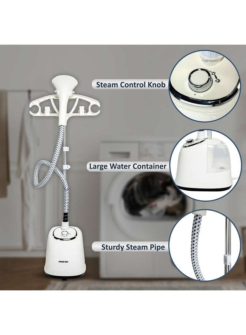 NIKAI Garment Steamer With Suit Hanger System, 2 Steam Levels, Overheating Protection, Wrinkle-Free, High-Quality Telescopic Poles, 50Min Steam, Ideal For Home And Business Use 1.6 L 1800 W NGS566AX White - Image 3