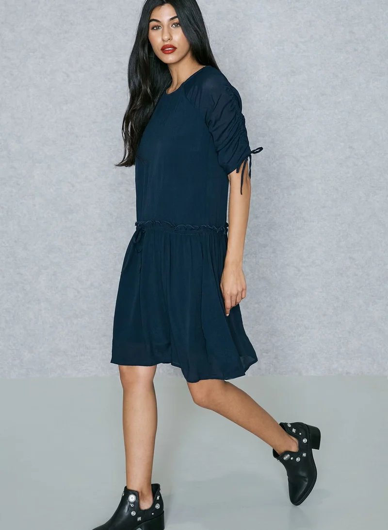 PIECES Tie Sleeve Pleated Dress