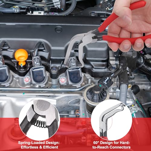 Huiguli 4 Pieces Electrical Disconnect Pliers for Cars, Automotive Electrical Plug with 8 Pcs Terminal Removal Tools, Connector Disconnect Tool and Connector Separator and Hose Clamp Pliers - Image 4