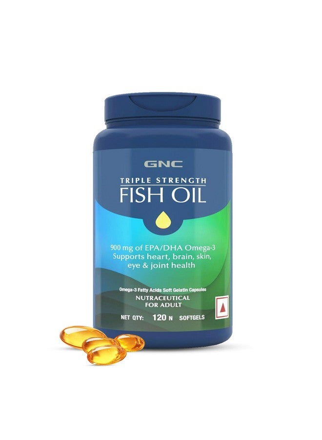 GNC زيت السمك ثلاثي القوة من GNC 1500 ملغ أوميغا-3 مع 900 ملغ EPA و DHA | 120 كبسولة لينة | لصحة القلب، الكوليسترول الصحي، راحة المفاصل، التركيز والرؤية | مغلف بطبقة داخلية لتجنب الطعم السمكي بعد الاستخدام | مصنّع في الولايات المتحدة - Image 1