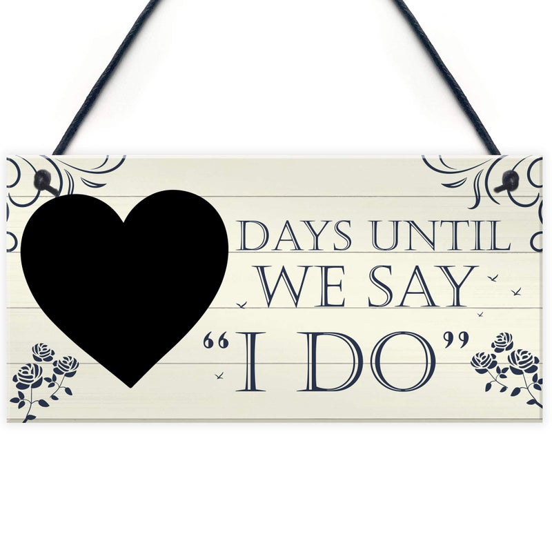 RED OCEAN Wedding Countdown I DO Chalkboard Hanging Plaque Sign Engagement Gift Fiance Mr  Mrs