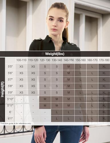 AmélieBoutik Women Zip Front Stand Collar Military Light Jacket(Black Large) - Image 2