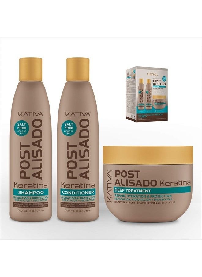 Kativa Tratamiento Post Alisado Keratina - Champú 250 ml, Acondicionador 250 ml y Mascarilla 250 ml - Kativa  - Image 2