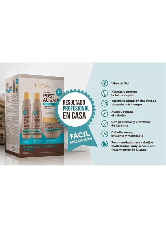 Kativa Tratamiento Post Alisado Keratina - Champú 250 ml, Acondicionador 250 ml y Mascarilla 250 ml - Kativa  - Image 3