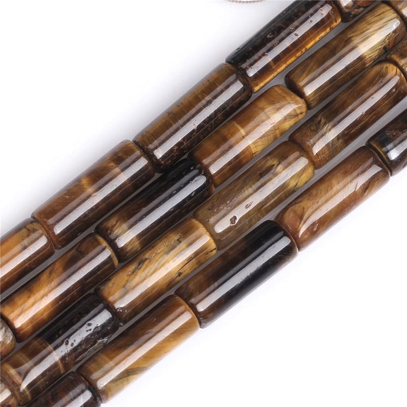 JOE FOREMAN 6x16mm Tiger Eye Agate Beads Semi Precious Gemstone Column Loose Beads for Jewelry Making DIY Handmade Craft Supplies 15