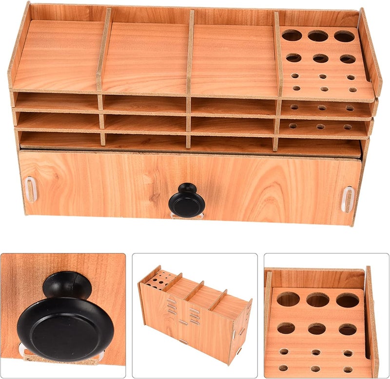 Rhinestone Storage Box, Wooden Multi Layers Rhinestone Painting Storage Tray Grids Drill Bit Holder with Drawer for Rhine Stones Earrings Necklaces - Image 5