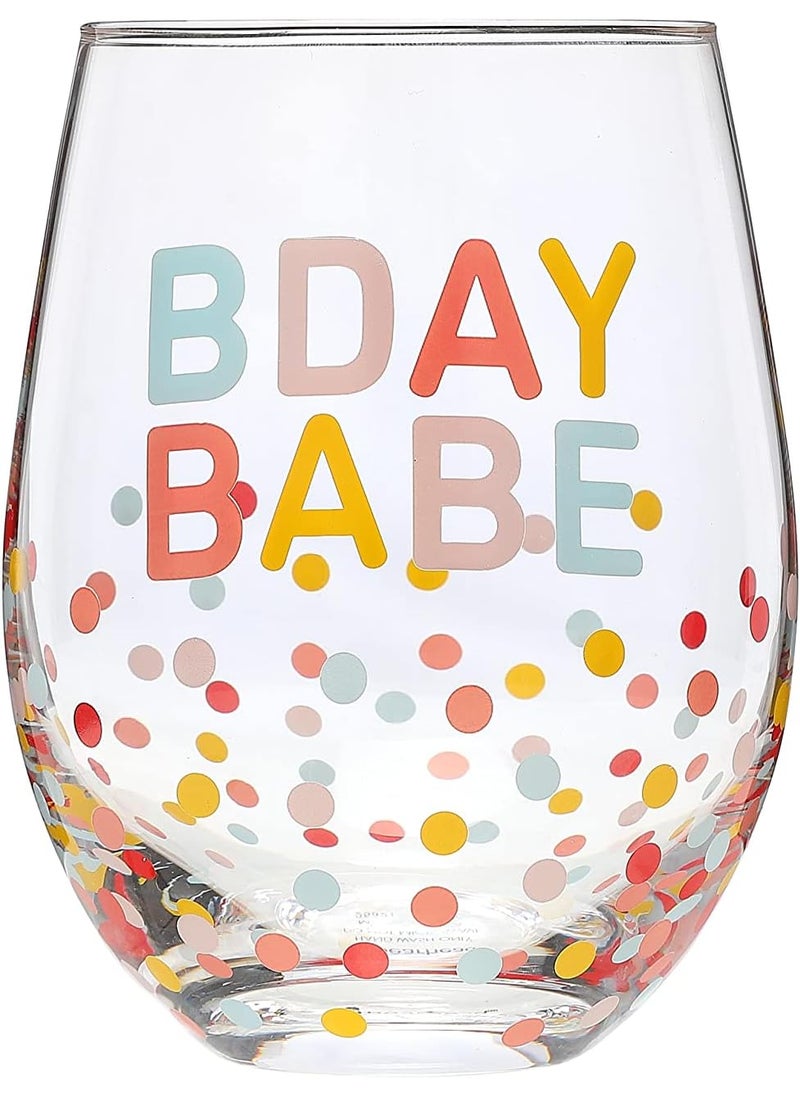 pearhead Pearhead Bday Babe Wine Glass Birthday Party Favor Birthday Party Accessory Birthday Celebration Supplies Great Gift Ideas for Her15 oz  - Image 1
