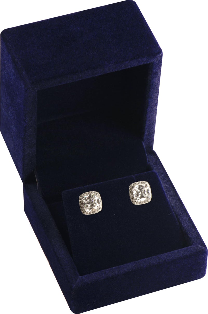 LAODA Luxury Velvet Stud Earring Box Multiple Use Necklace Pendant Earring Jewelry Gift Storage Holder Box(Jewelry not Included) (1, Navy Blue) - Image 4