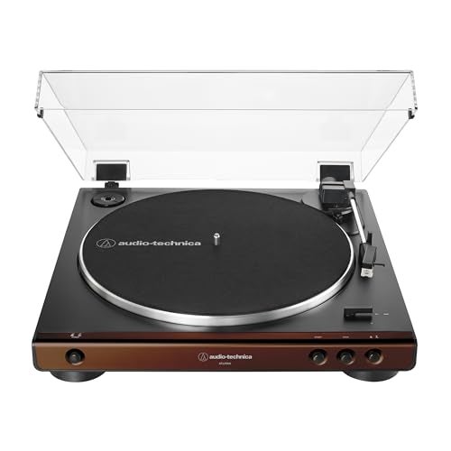 Audio-Technica At-LP60X-BW Fully Automatic Belt-Drive Stereo Turntable, Hi-Fi, 2 Speed, Dust Cover, Anti-Resonance, Die-Cast Aluminum Platter Brown - Image 3