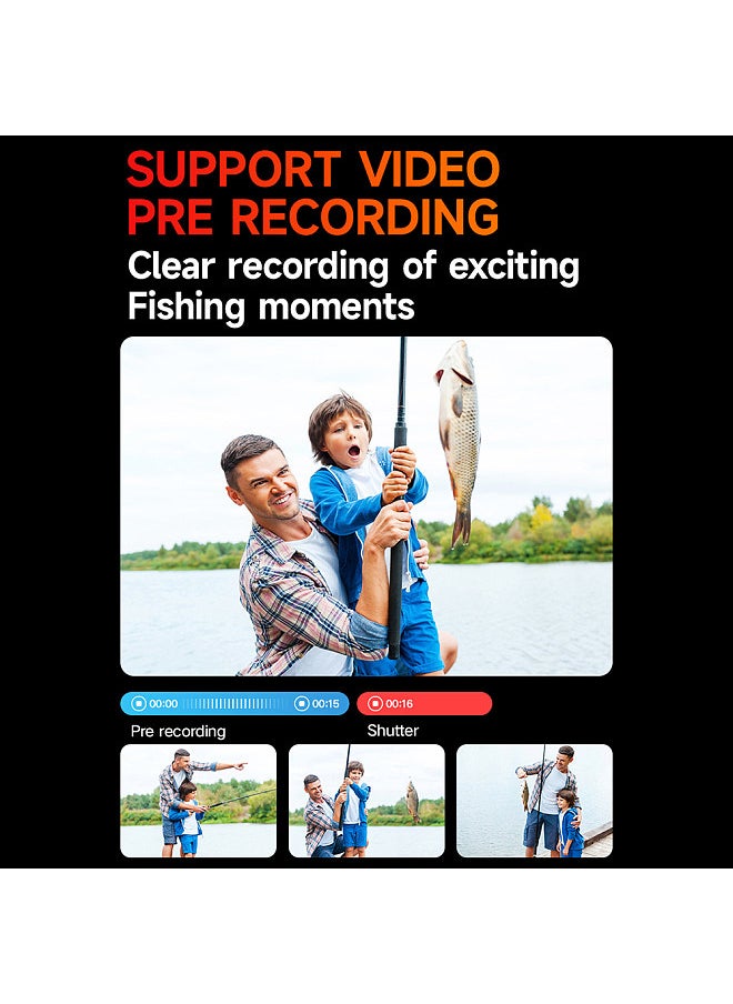 4K/30FPS Sports Camera WiFi Camera Dual Screen 6-Axis Anti-Shake Touch Control APP Remote Control with Waterproof Housing Underwater 30M Video Pre Recording Built-in Battery for Surfing Diving