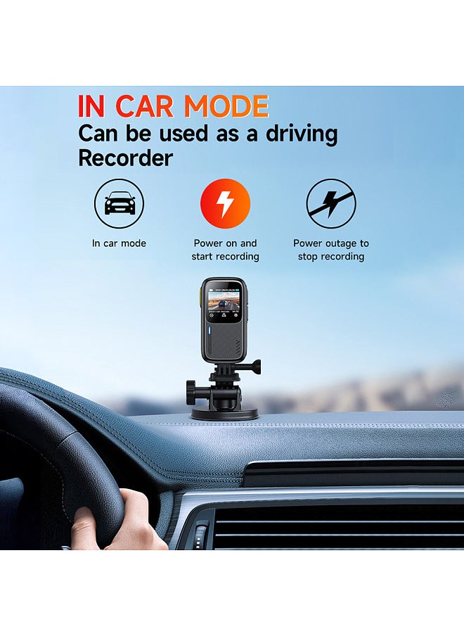 4K/30FPS Sports Camera WiFi Camera Dual Screen 6-Axis Anti-Shake Touch Control APP Remote Control with Waterproof Housing Underwater 30M Video Pre Recording Built-in Battery for Surfing Diving