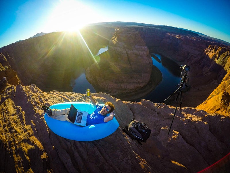 Fatboy Lamzac The Original Version 1 Inflatable Lounger with Carry Bag, Yellow - Image 2