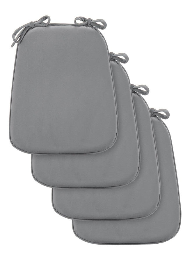 downluxe Indoor Chair Cushions for Dining Chairs, Dutch Velvet Fabric Memory Foam Chair Pads with Ties for Kitchen, Dining Room and Bedroom, 17" X 16" X 1.5", Grey, 4 Pack - Image 2